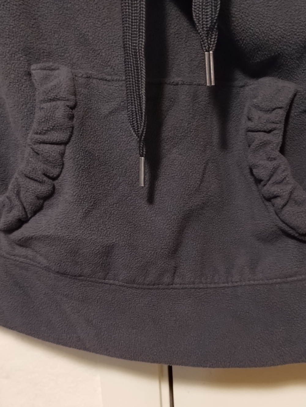 Old Navy Black Cowl-Neck Hoodie Micro Fleece with Drawcords - Picture 3 of 6